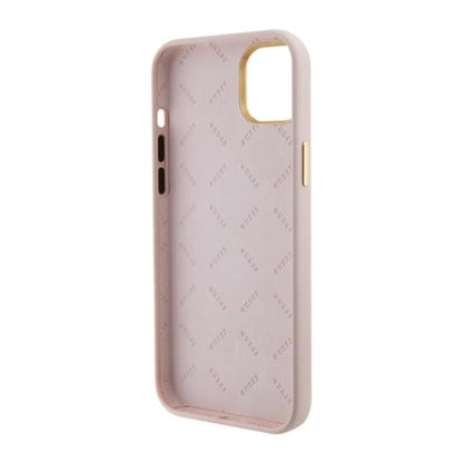 Guess iPhone 15 Plus Hülle, Pink – Silicone Logo Strass 4G