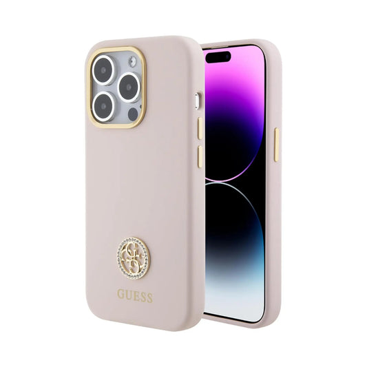 Guess Logo Strass 4G, Rosa - iPhone 15 Pro Max