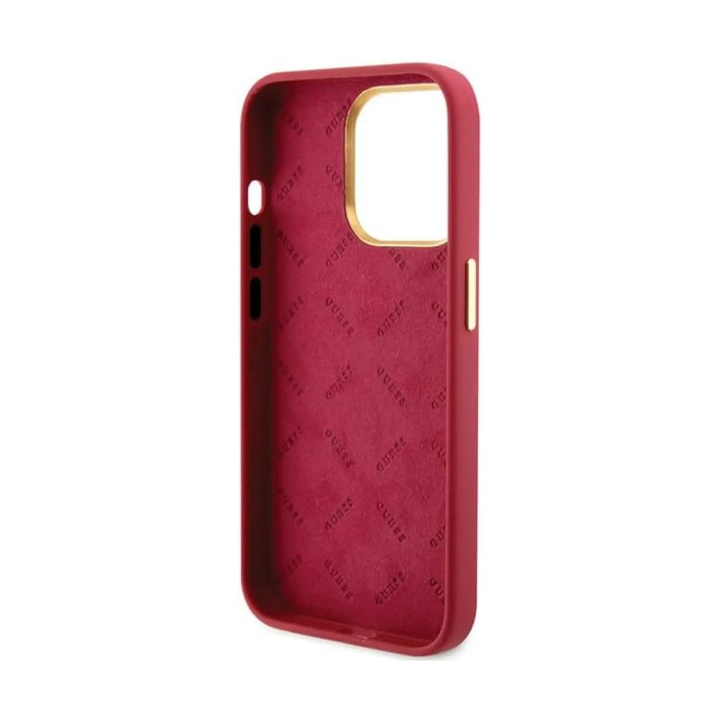 Guess Silicone Script Metal Logo & Frame, Magenta - iPhone 15 Pro Max