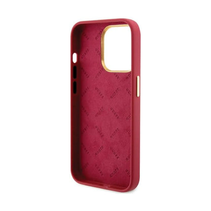 Guess Silicone Script Metal Logo & Frame, Magenta - iPhone 15 Pro Max