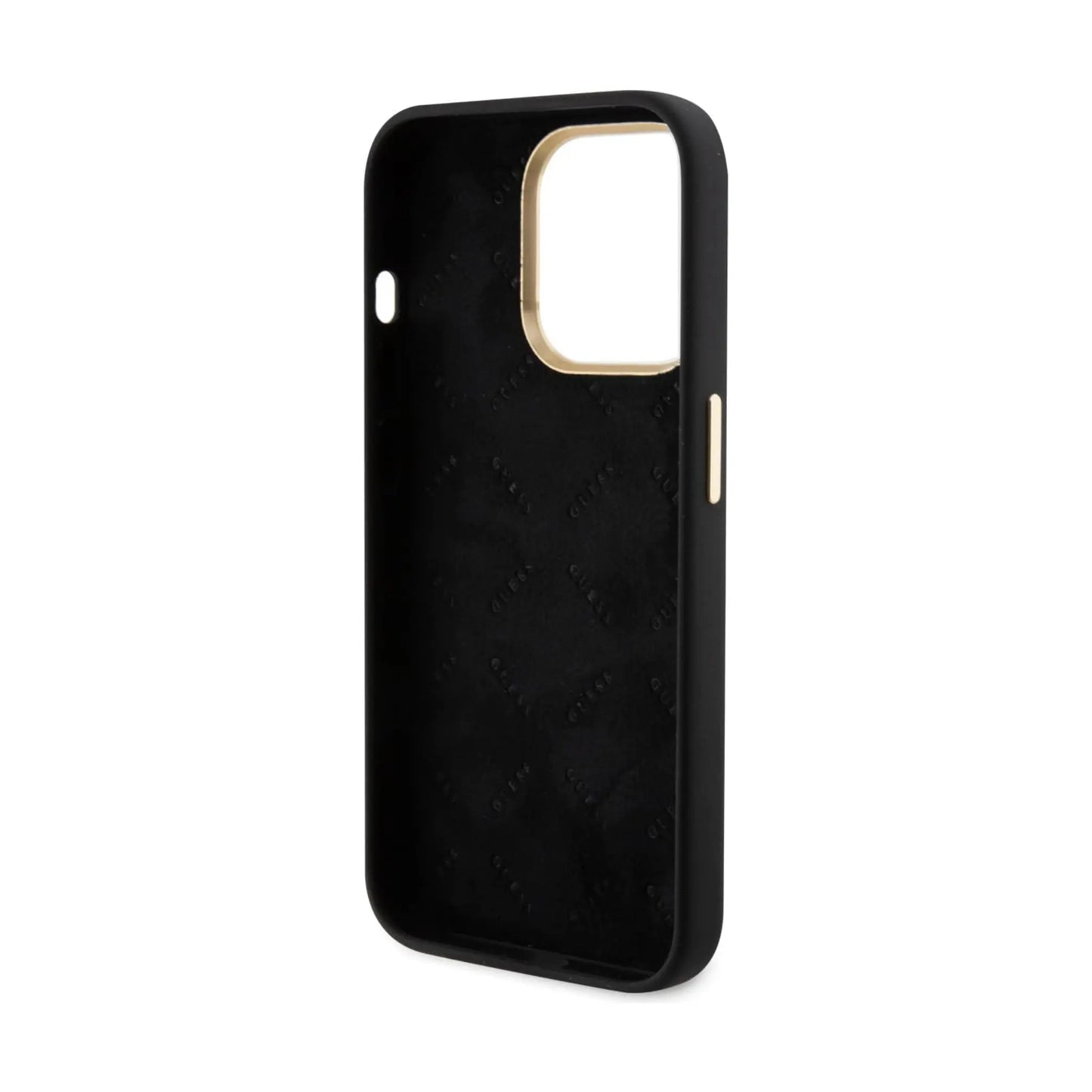 Guess Hülle Silicone Script Metal Logo & Frame Schwarz - iPhone 15 Pro