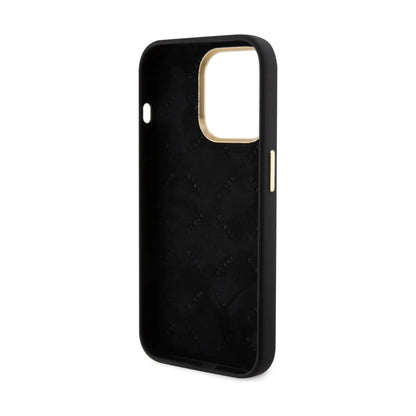 Guess Hülle Silicone Script Metal Logo & Frame Schwarz - iPhone 15 Pro