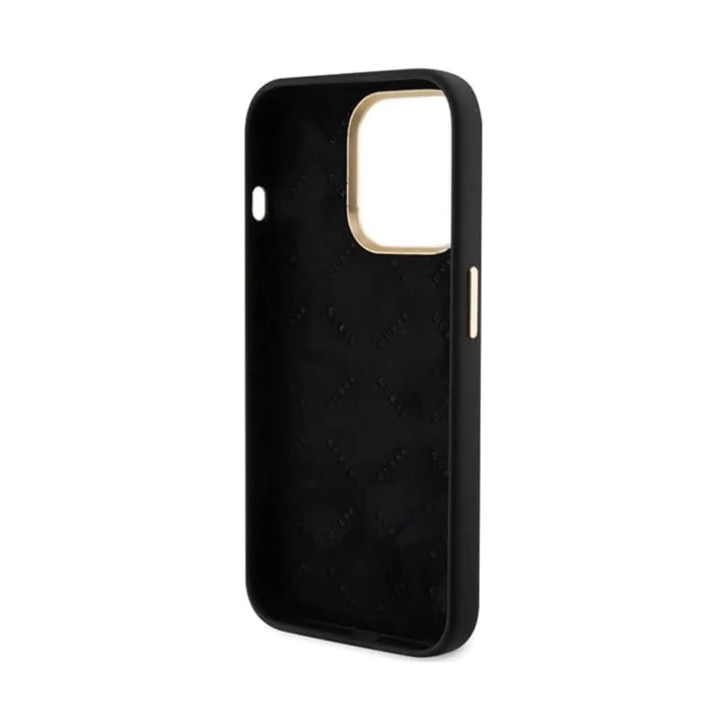 Guess Silicone Script Metal Logo & Frame, Schwarz - iPhone 15 Pro Max