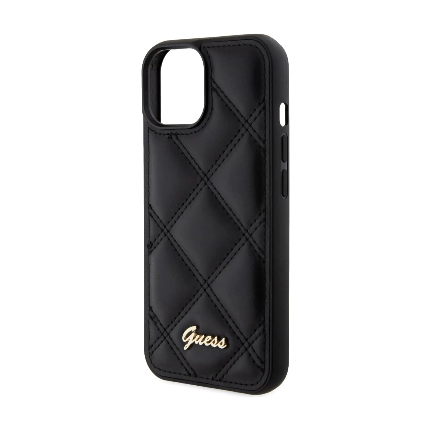 Guess Hülle Quilted Metal Logo Schwarz - iPhone 15