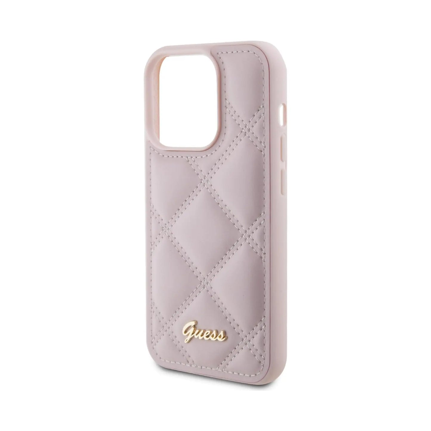 Guess Quilted Metal Logo Hülle Pink – iPhone 15 Pro