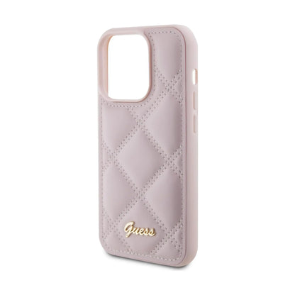 Guess Quilted Metal Logo Hülle Pink – iPhone 15 Pro Max