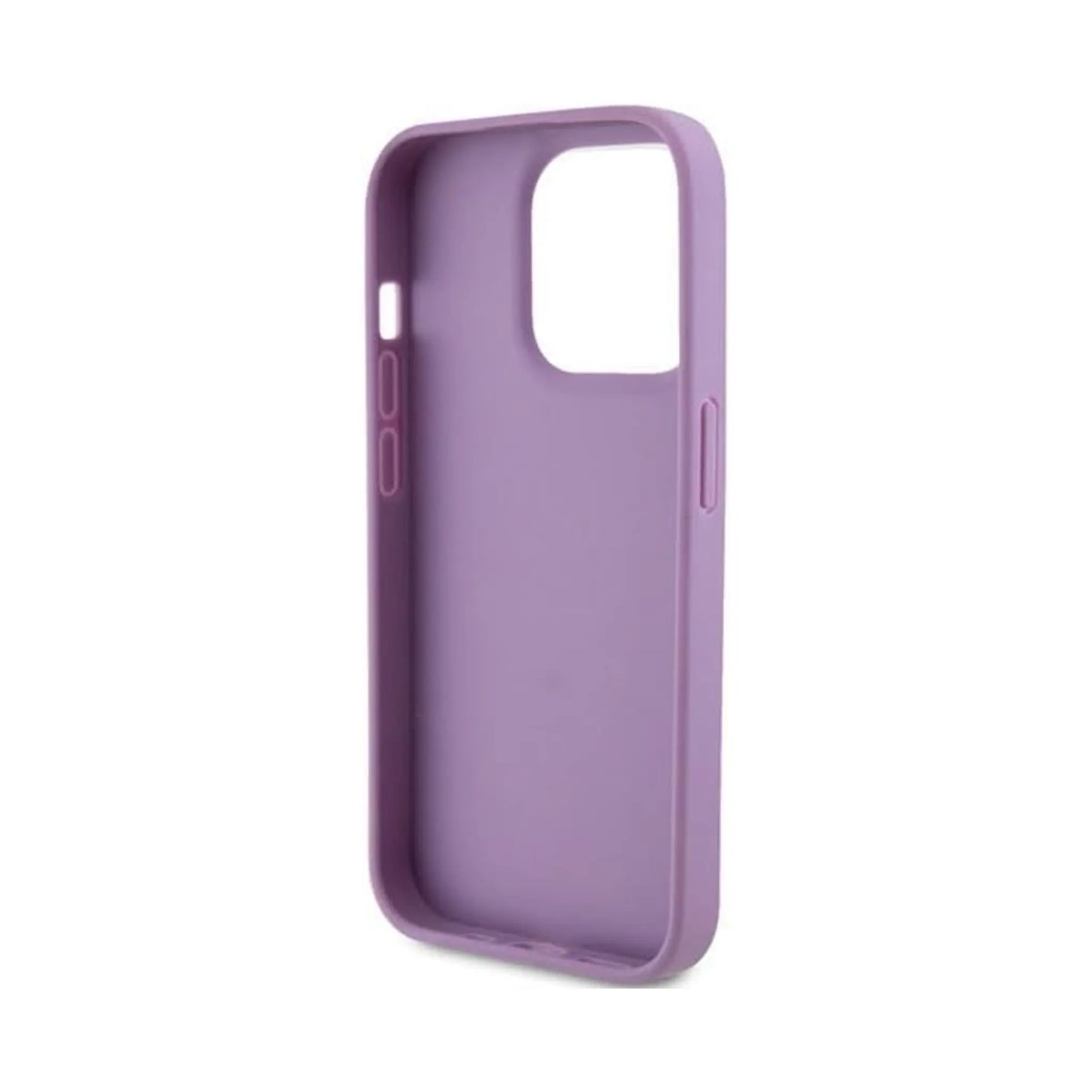 Guess Leder 4G Stamped, Lila - iPhone 15 Pro