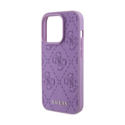 Guess Hülle Leder 4G Stamped Lila - iPhone 15 Pro Max