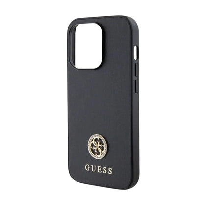 Guess Hülle GUHCP14XPS4DGPK Strass Metal Logo Schwarz – iPhone 14 Pro Max
