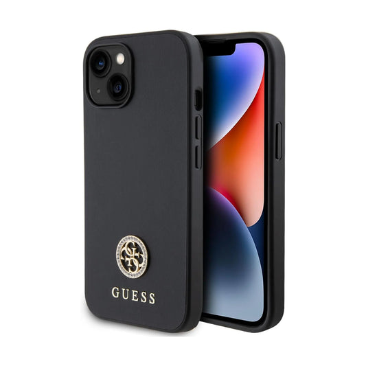 Guess 4G Strass Metall Logo, Schwarz - iPhone 15