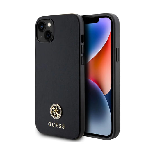Guess 4G Strass Metall Logo, Schwarz - iPhone 15 Plus