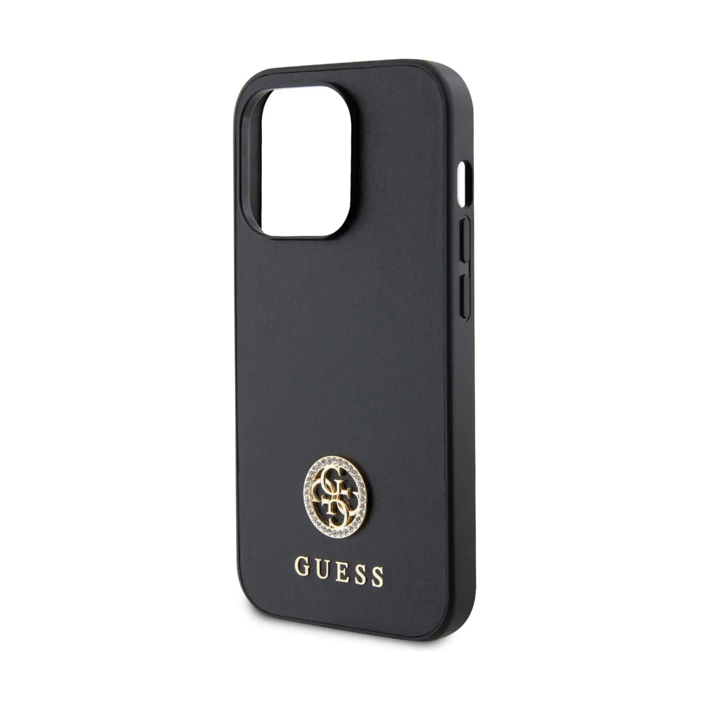 Guess GUHCP15XPS4DGPK Hardcase Strass Metall Logo, Schwarz - iPhone 15 Pro Max