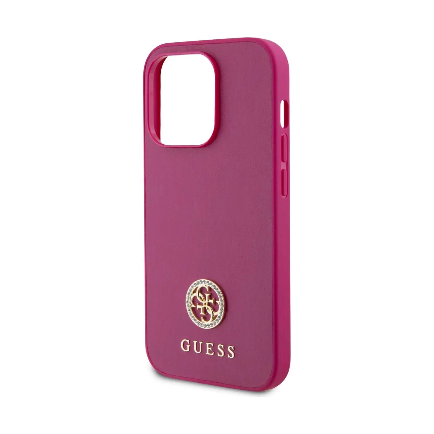 Guess Hülle 4G Strass Metall Logo Rosa - iPhone 15 Pro Max