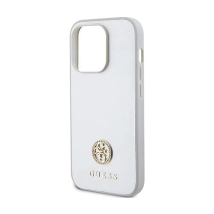 Guess Hülle 4G Strass Metal Logo Silber – iPhone 15 Pro