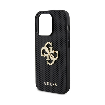Guess Perforated 4G Glitter, Schwarz - iPhone 15 Pro
