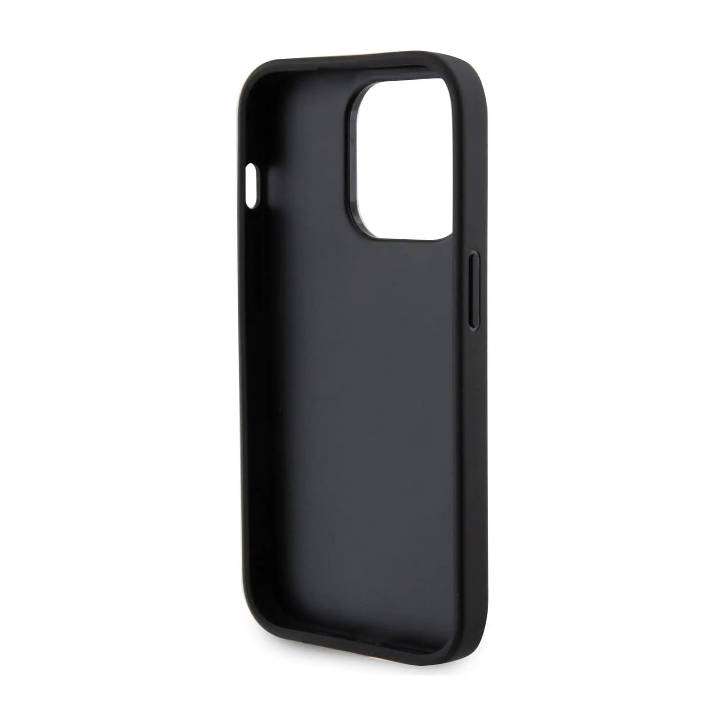 Guess Hülle Leder Perforiert 4G Glitzer Logo Schwarz - iPhone 15 Pro Max
