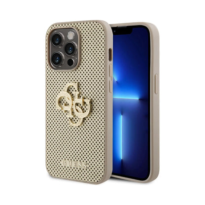 Guess Hülle Perforated 4G Glitter Metal Logo Gold – iPhone 15 Pro