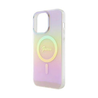 Guess Schillernde Schrift Für Magsafe Rosa - iPhone 15 Pro Max
