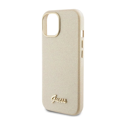 Guess Hülle Glitter Glossy Script Gold - iPhone 15
