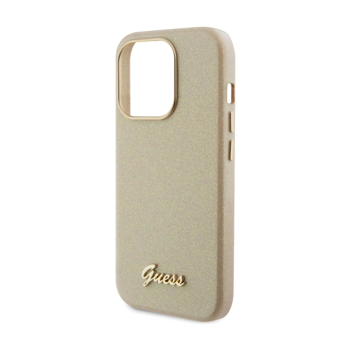 Guess Glitter Glossy Script Gold - iPhone 15 Pro