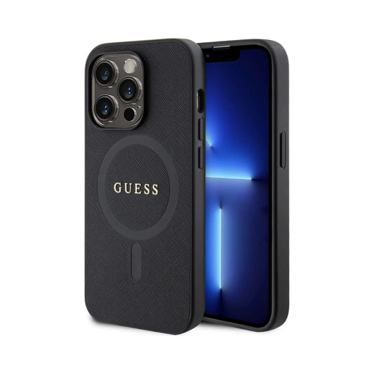 Guess Saffiano Für Magsafe Schwarz - iPhone 15 Pro Max