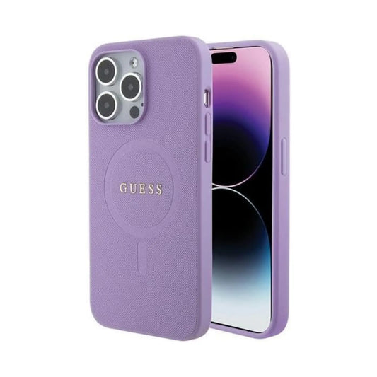 Guess Saffiano Für Magsafe Lila - iPhone 15 Pro