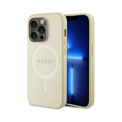 Guess Saffiano Für Magsafe Gold - iPhone 15 Pro Max