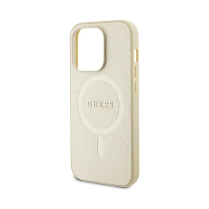 Guess Saffiano Für Magsafe Gold - iPhone 15 Pro Max