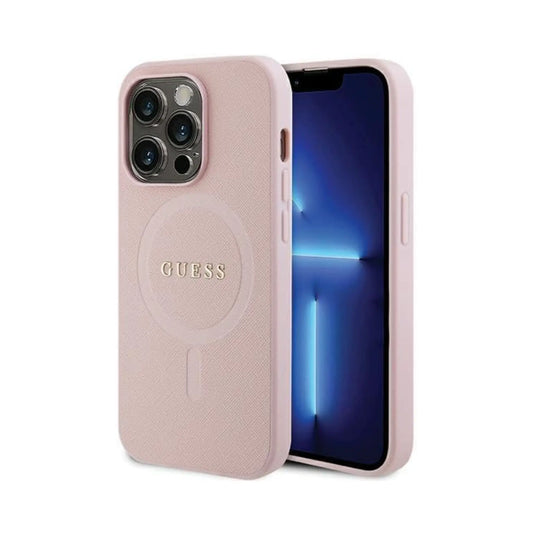Guess Saffiano Für Magsafe Rosa - iPhone 14 Pro Max