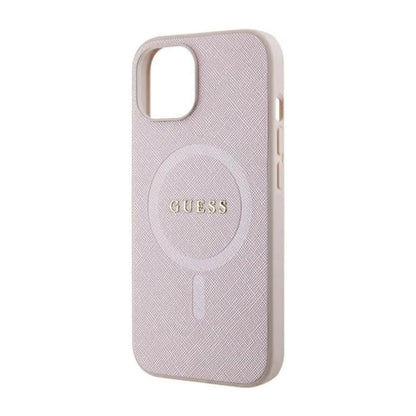 Guess iPhone 15 Plus Hülle, Pink – Saffiano MagSafe
