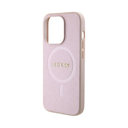 Guess Saffiano Für Magsafe Rosa - iPhone 15 Pro