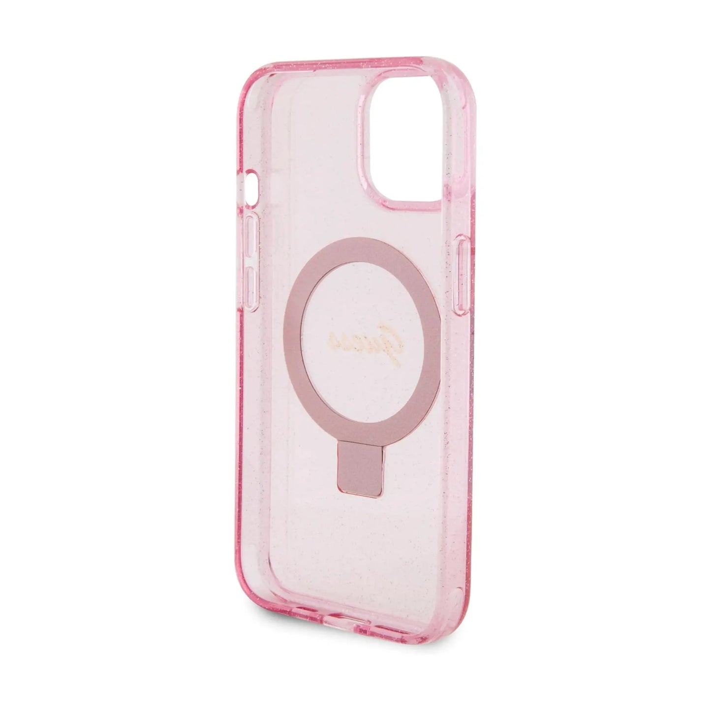 Guess IML Ring Stand Glitter Für Magsafe Rosa - iPhone 15