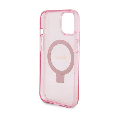 Guess IML Ring Stand Glitter Für Magsafe Rosa - iPhone 15