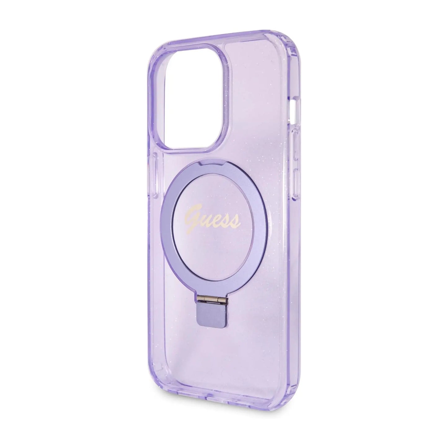 Guess Ring Stand Script Glitter Für Magsafe Lila - iPhone 14 Pro