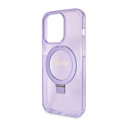 Guess Ring Stand Script Glitter Für Magsafe Lila - iPhone 14 Pro