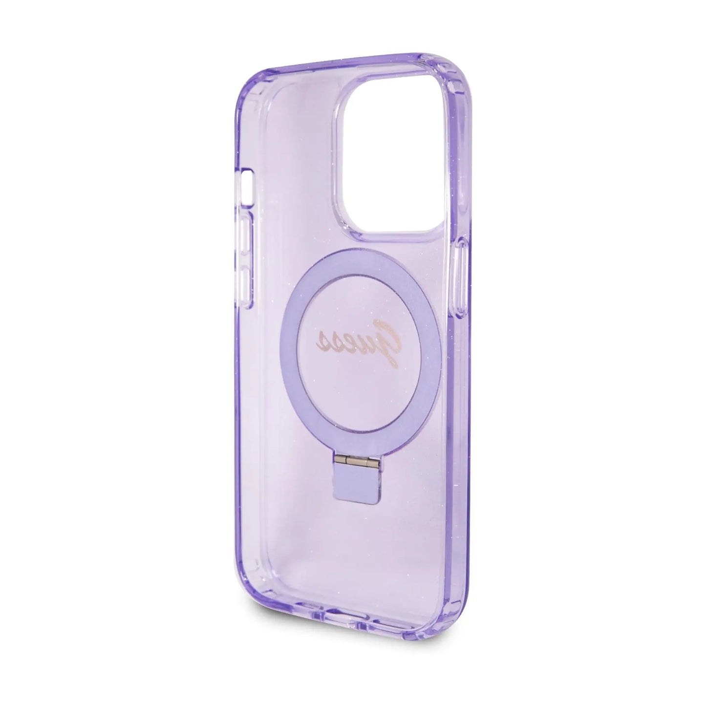 Guess Ring Stand Script Glitter Für Magsafe Lila - iPhone 14 Pro