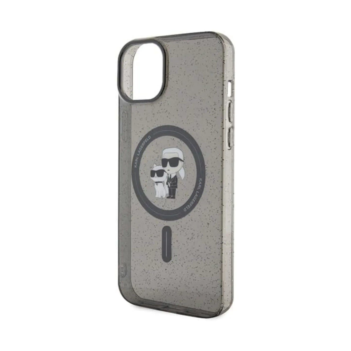 Karl Lagerfeld Karl & Choupette Glitter MagSafe Case, Schwarz - iPhone 15 Plus