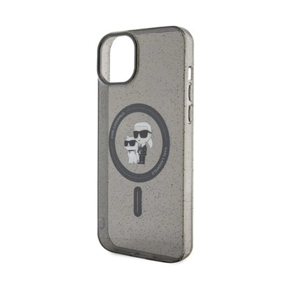 Karl Lagerfeld Karl & Choupette Glitter MagSafe Case, Schwarz - iPhone 15 Plus