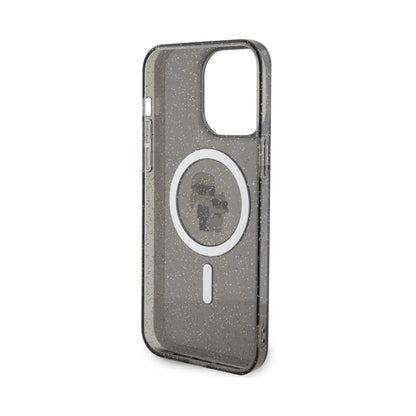 Karl Lagerfeld Karl & Choupette Glitter MagSafe Case, Schwarz - iPhone 15 Pro Max