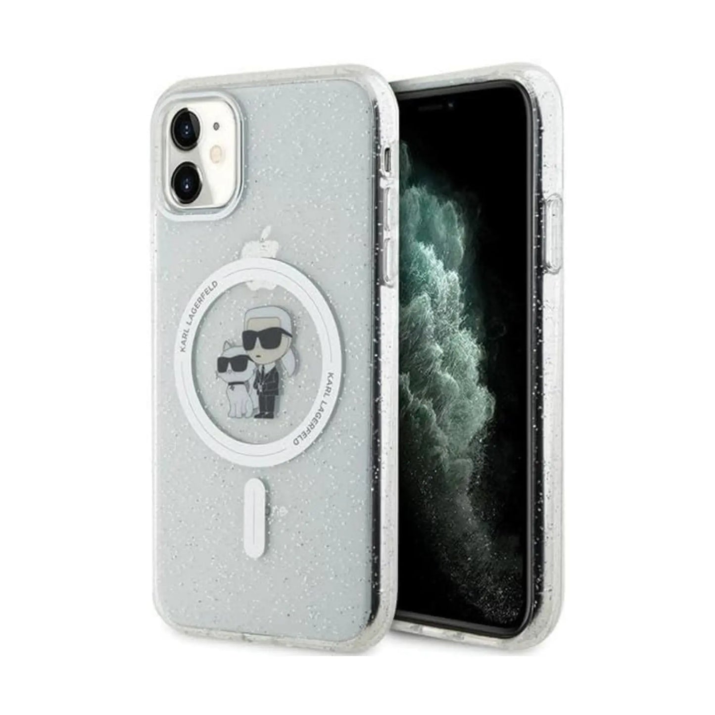 Karl Lagerfeld Hülle Karl & Choupette Glitter MagSafe Transparent – iPhone 11