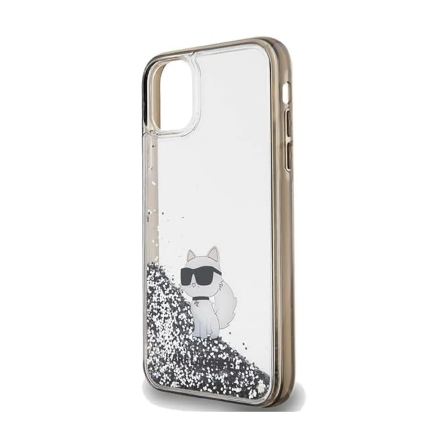 Karl Lagerfeld Liquid Glitter Choupette Case, Transparent - iPhone 11