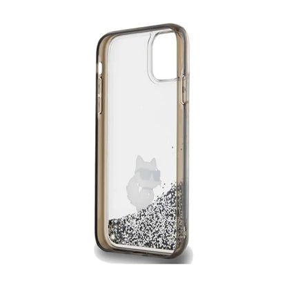 Karl Lagerfeld Liquid Glitter Choupette Case, Transparent - iPhone 11