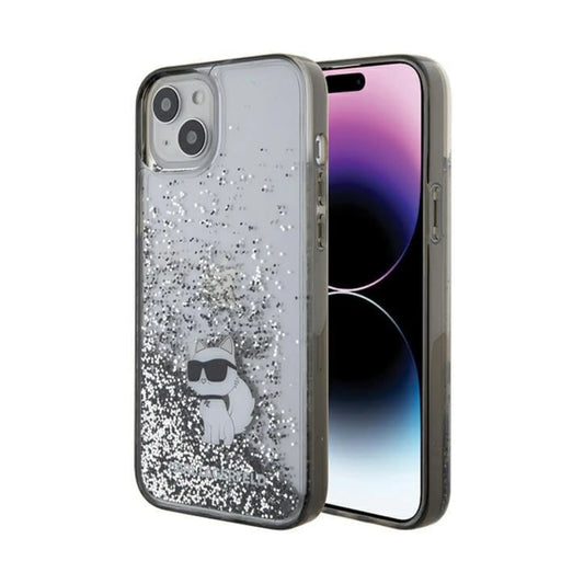 Karl Lagerfeld Liquid Glitter Choupette Case, Transparent - iPhone 15 Plus