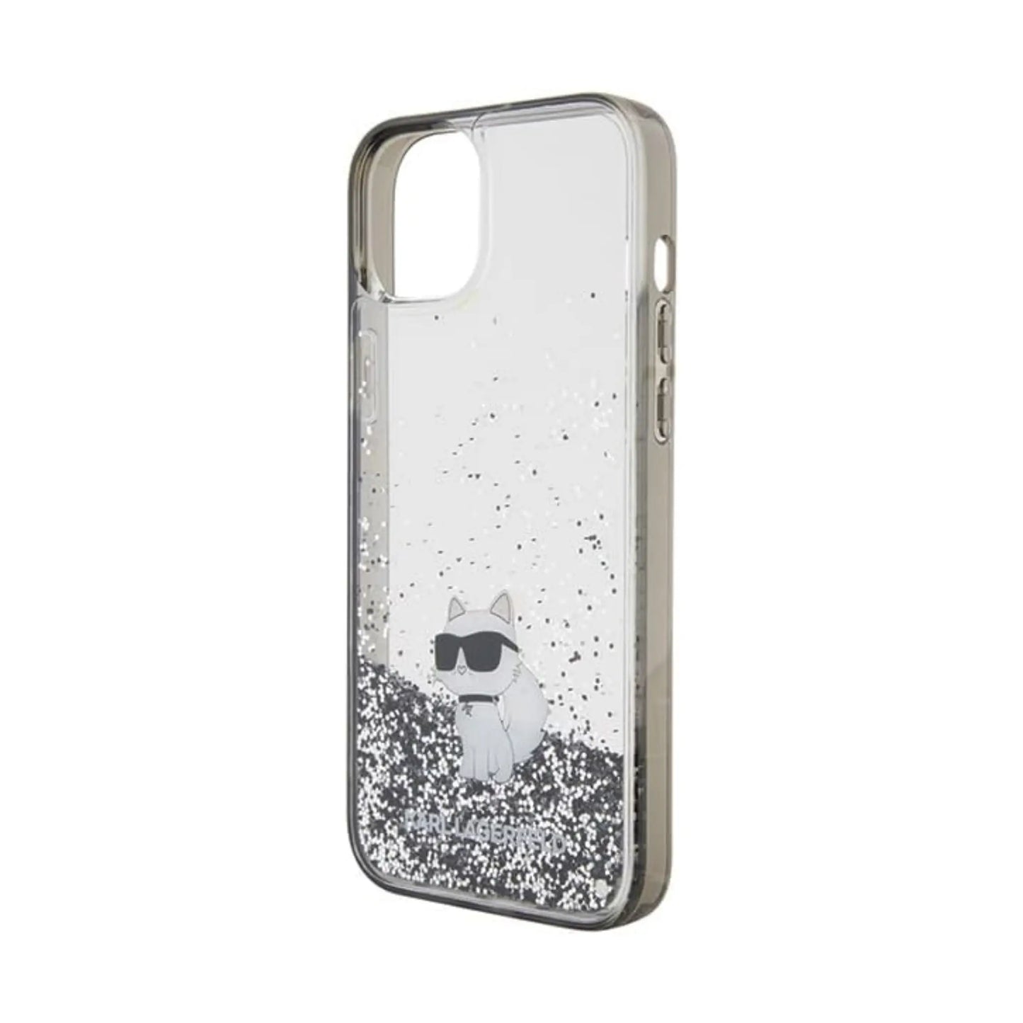 Karl Lagerfeld Liquid Glitter Choupette Case, Transparent - iPhone 15 Plus