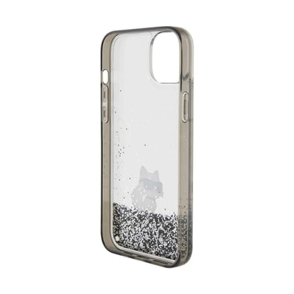 Karl Lagerfeld Liquid Glitter Choupette Case, Transparent - iPhone 15 Plus