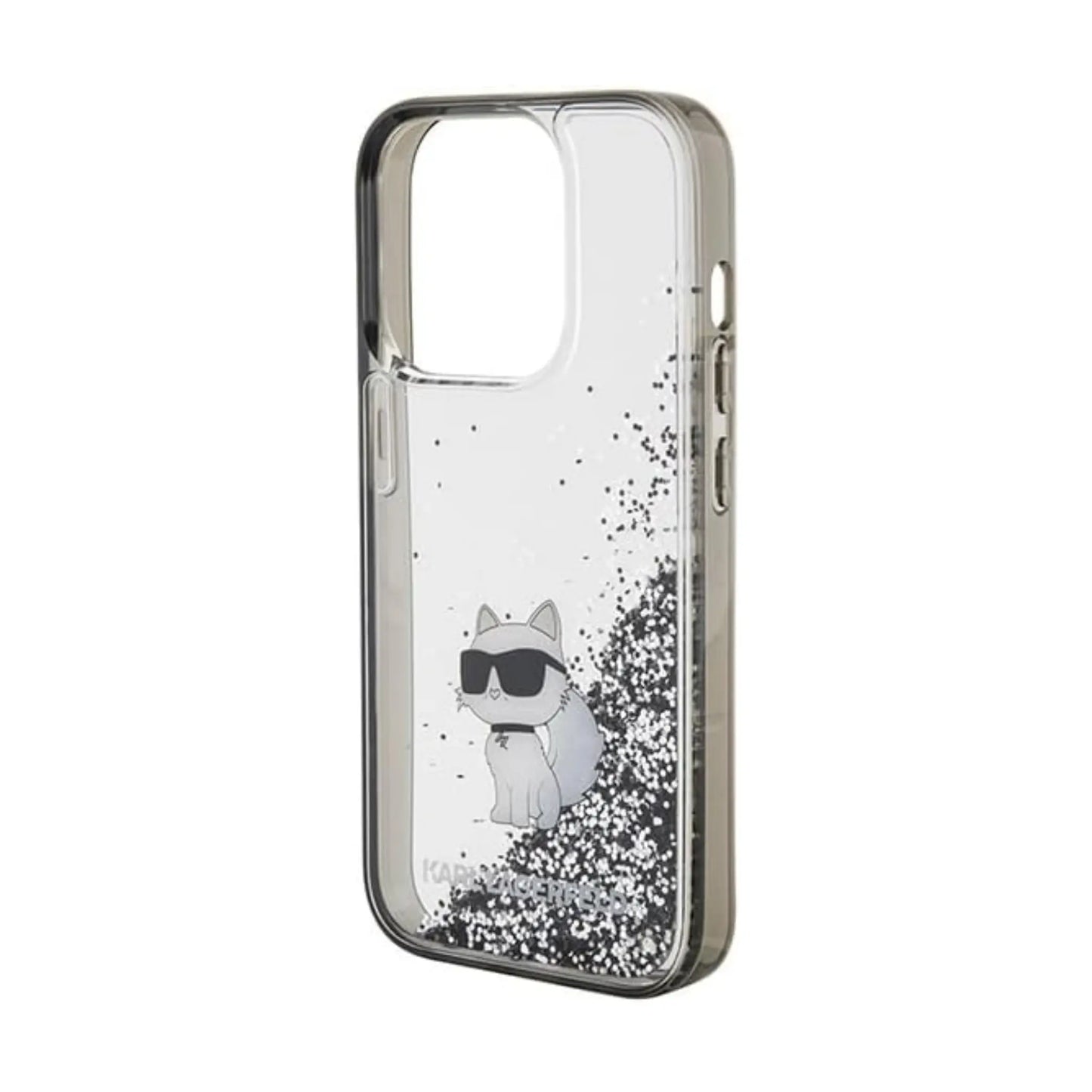 Karl Lagerfeld Liquid Glitter Choupette Case, Transparent - iPhone 15 Pro
