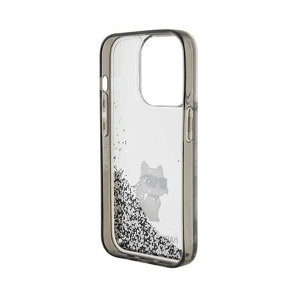 Karl Lagerfeld Liquid Glitter Choupette Case, Transparent - iPhone 15 Pro