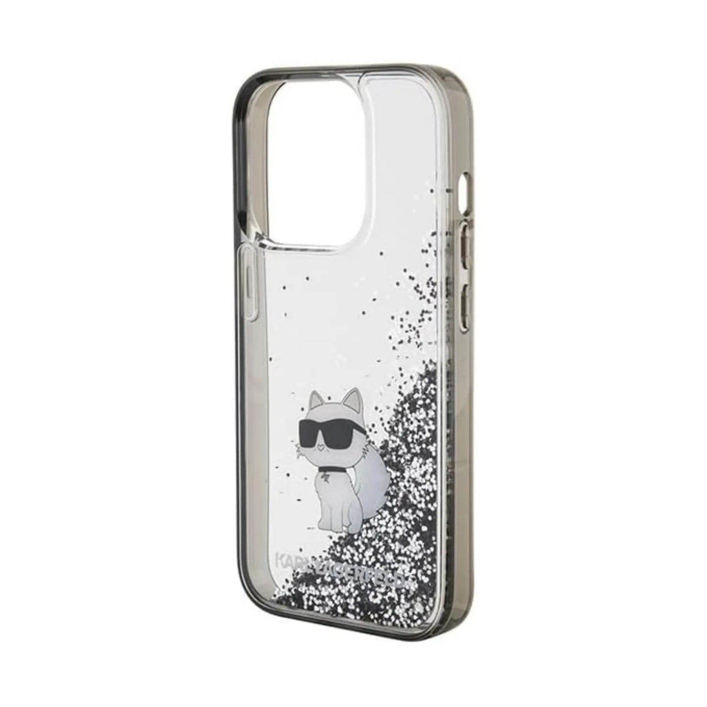 Karl Lagerfeld Liquid Glitter Choupette Case, Transparent - iPhone 15 Pro Max