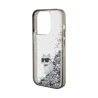 Karl Lagerfeld Liquid Glitter Choupette Case, Transparent - iPhone 15 Pro Max