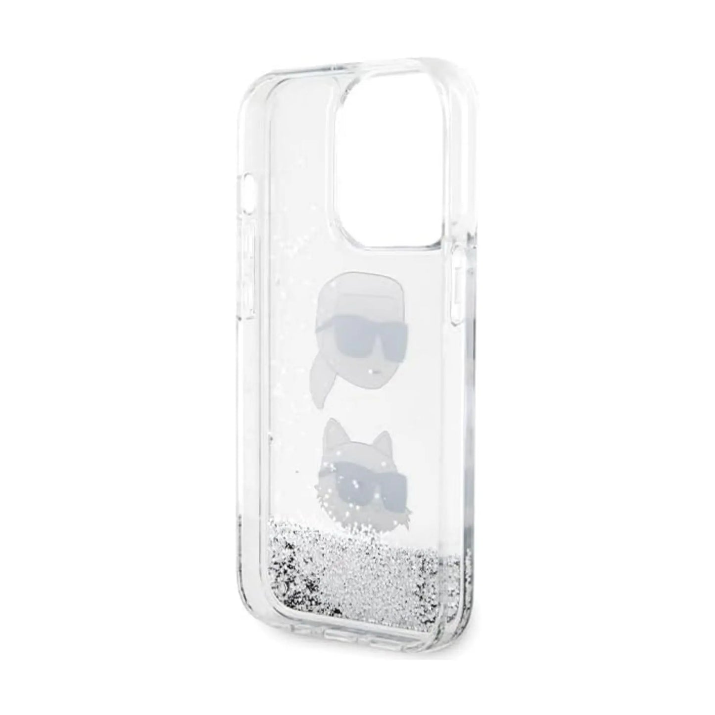 Karl Lagerfeld Liquid Glitter Karl & Choupette Heads Case KLHCP14LLDHKCNS, Silber - iPhone 14 Pro